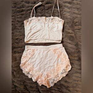 Victoria's Secret Pink Lace Trim Bandeau Set